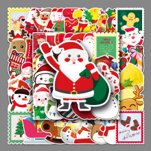 50张圣诞节卡通防水贴纸行李箱旅行箱汽车防水装饰机车可滴胶贴纸