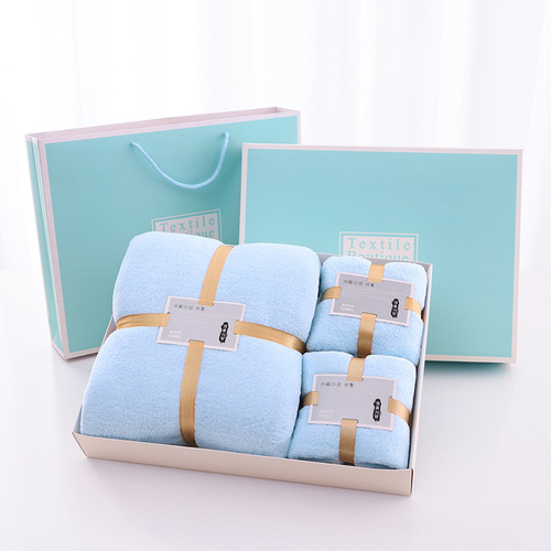 Soft coral velvet gift box towel bath towel wedding souvenir company annual meeting event gift towel wholesale
