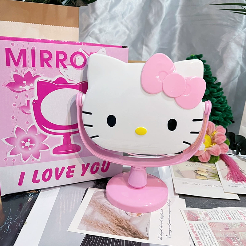 Вращающееся зеркало Hello Kitty, набор для DIY с нашивкой и сумочкой, зеркальце в стразах