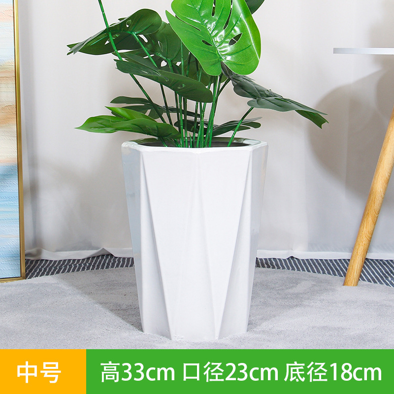 陶瓷花盆大口径简约特大号阳台家用落地绿植轻奢感视泡|undefined