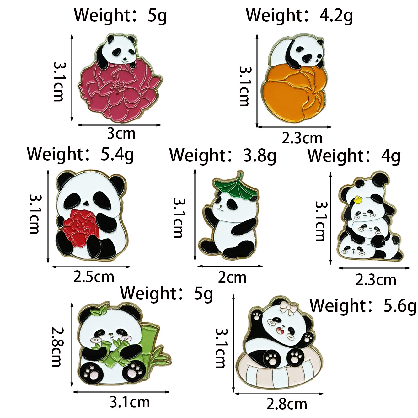 Playful Panda Metal Badge Clothing Accessories Backpack Decoration Medal Small Panda Brooch Chinese-Style Badge