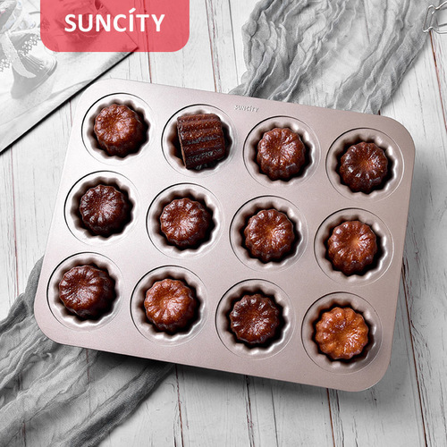 Manufacturer wholesale carbon steel thickened cake pan household non-stick 12-piece Cake mold baking tool