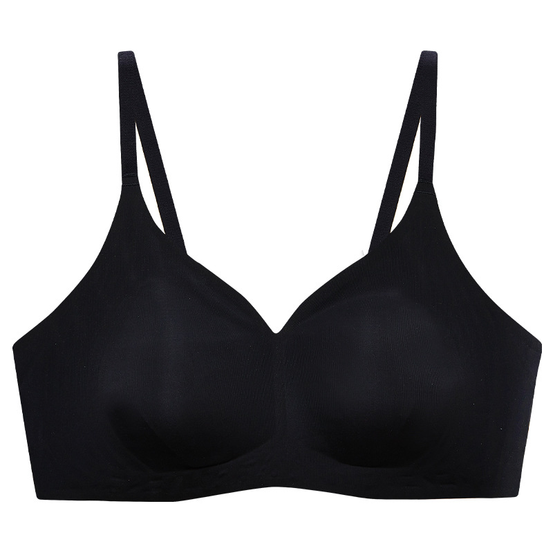 Alta calidad ultra-delgada Orejas de conejo ropa interior de las mujeres pecho grande pequeña taza de cristal de seda de hielo sujetador de gelatina sin costuras al por mayor