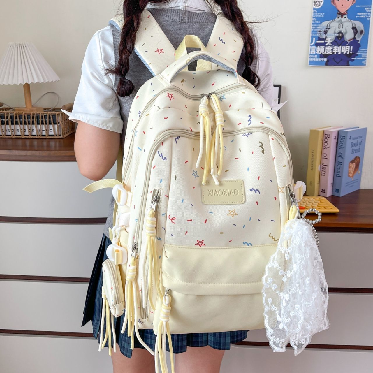 Backpack for girls, 2026 new model, high-capacity, stylish design, suitable for students in grades 4, 5, and 6, as well as middle and high school students, perfect for school use