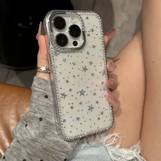 适用iphone17手机壳16PROMAX镶钻保护套15苹果13/12闪钻星星硬壳