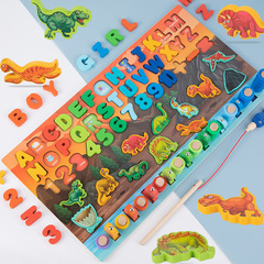 Factory Direct Sales Cross-border Multifunctional Preschool Children's Early Education Brain Teaser Toy Digital Dinosaur with Digital Board Puzzle Blocks