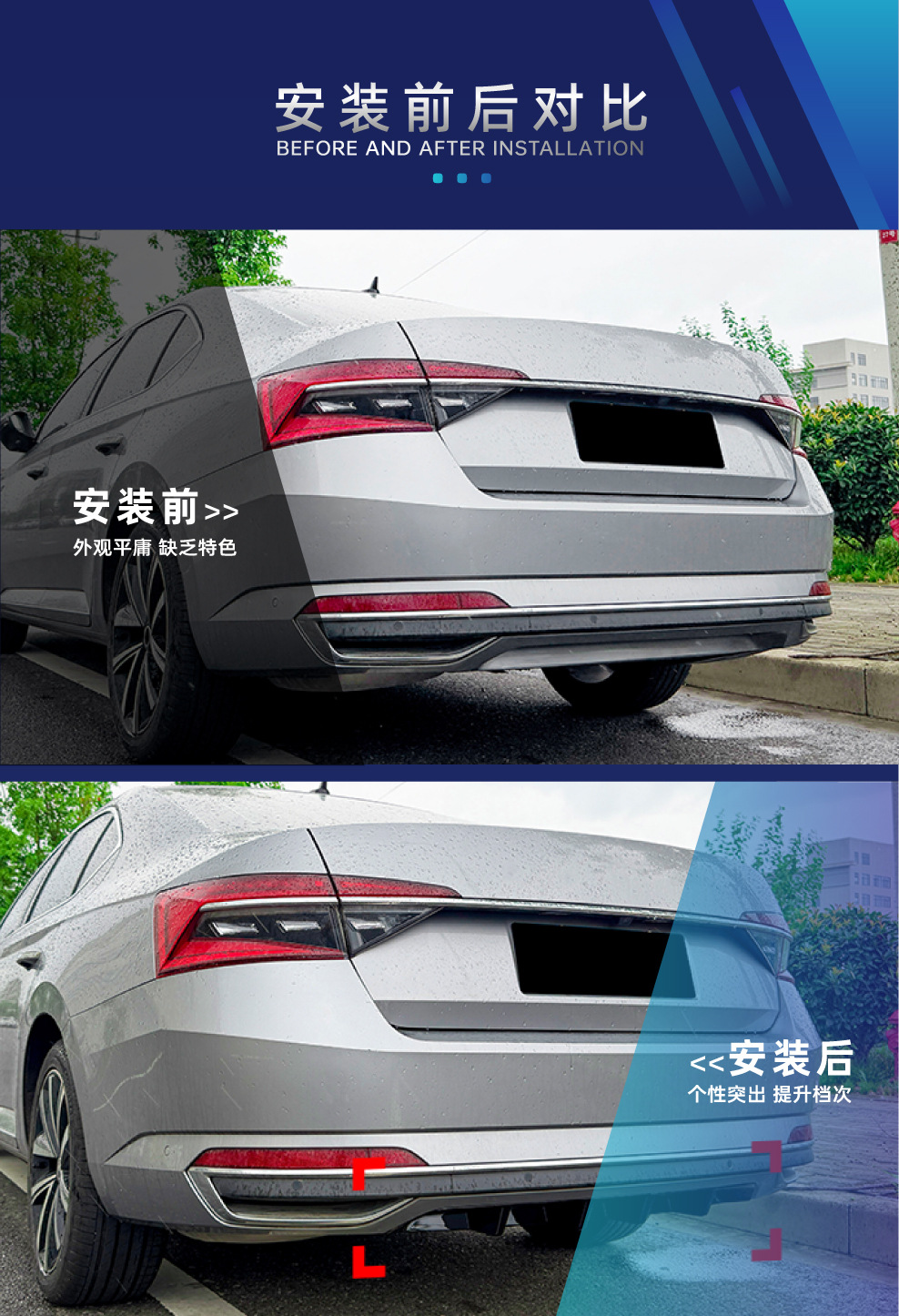 Suitable for Skoda Superb B8.5 2020-2022 rear lip spoiler surround cross-border modification