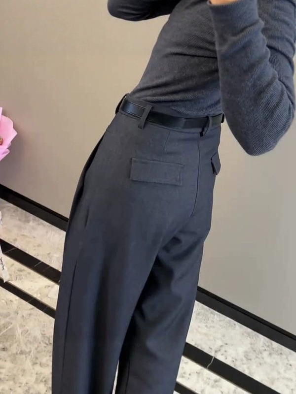 黑色西装直筒裤早春新款时尚女2025新款轻奢高级感遮肉显瘦阔腿裤|undefined