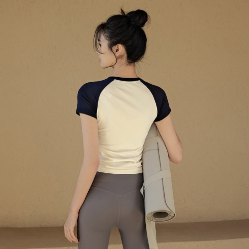 Yoga wear summer sports tops for women, high-end, slim, short-sleeved T-shirts, quick-drying breathable running fitness clothes