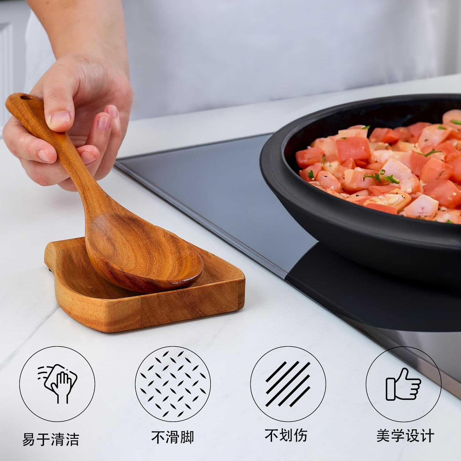 Titular de la cuchara de madera maciza creativa cocina gadget moderno minimalista soporte de aislamiento de madera maciza titular de almacenamiento de vajilla