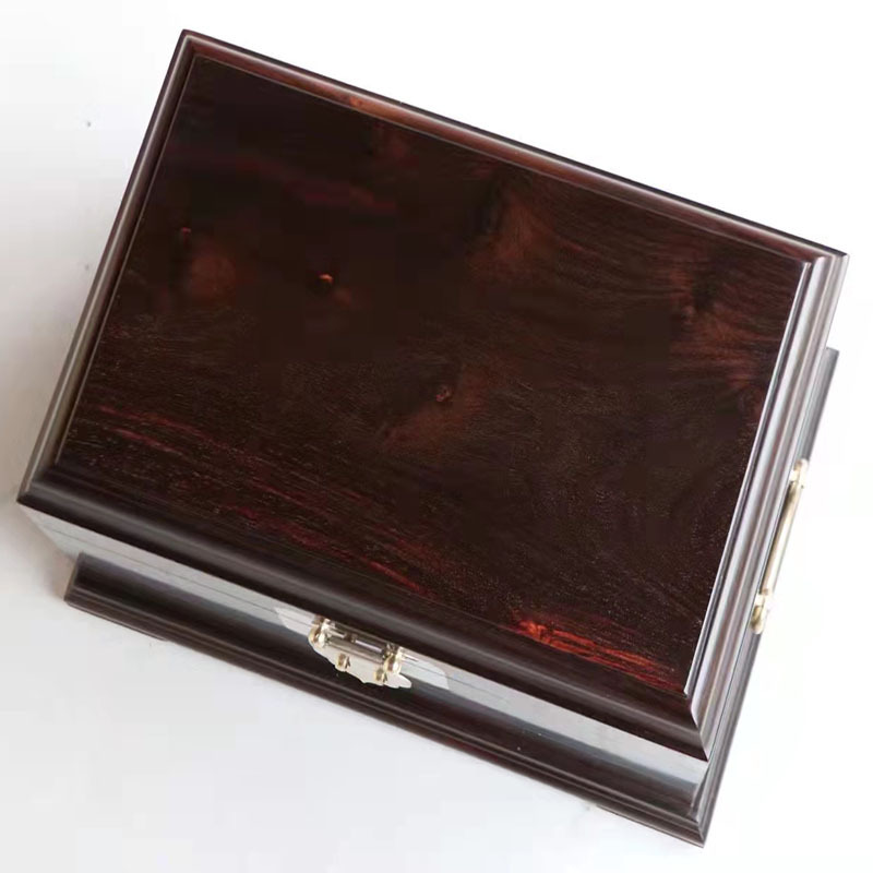 大红酸枝独板首饰盒实木复古珠宝箱首饰品盒子红木文玩收藏收纳盒