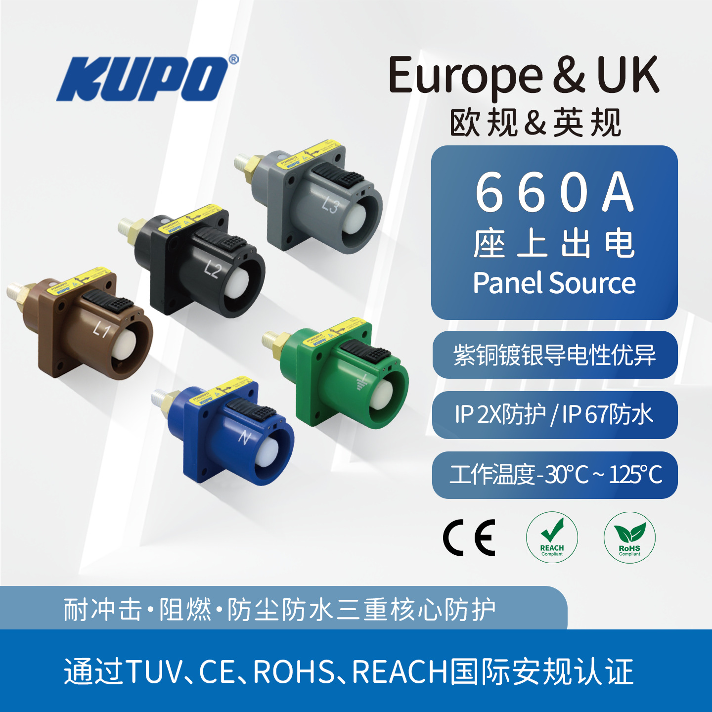 CE大电流大功率工业插头欧规&英规660A 通配P3 PowerLock IP67