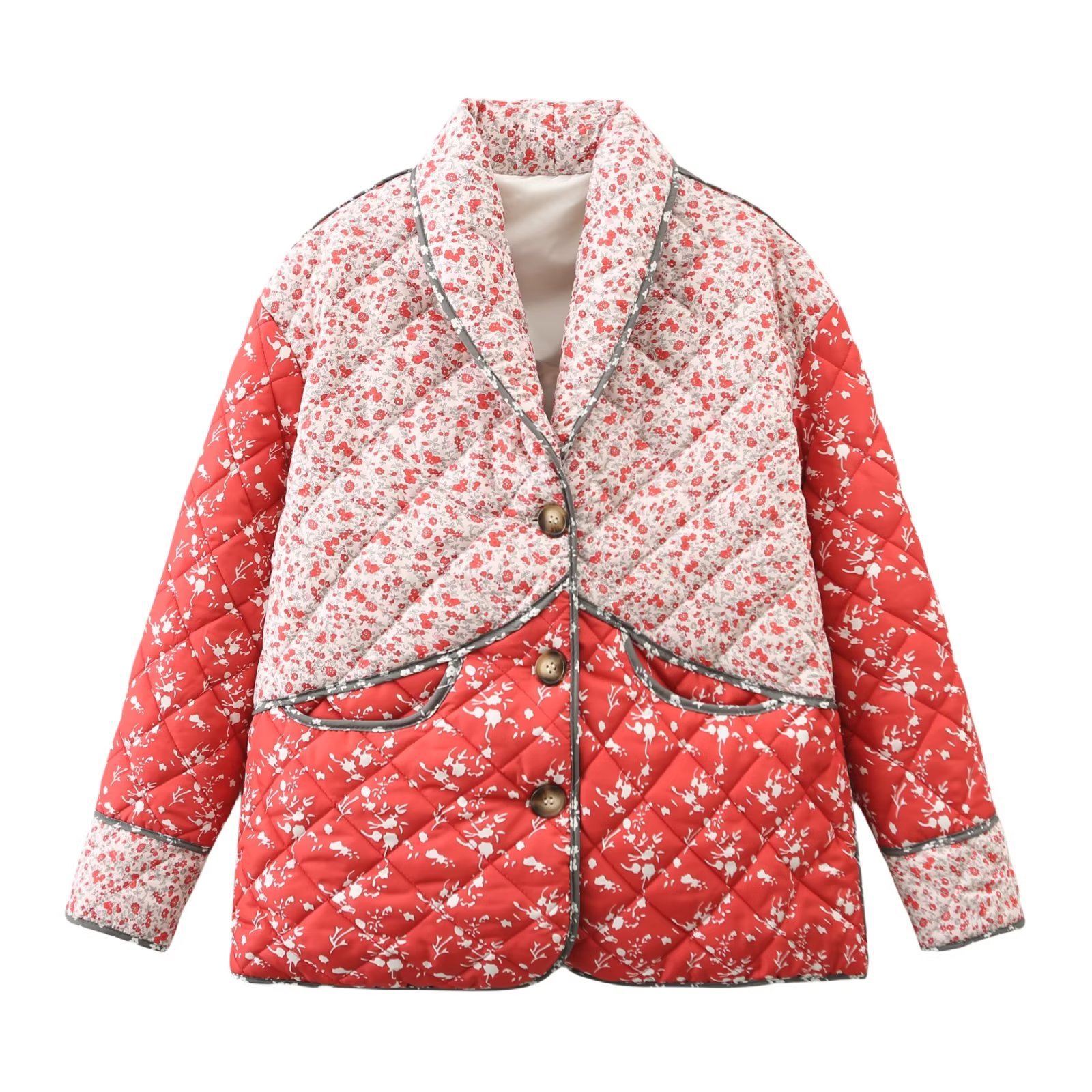 Fall 2023 new European and American cross-border women's clothing ethnic floral lapel cotton coat w034 23143_voghion.com