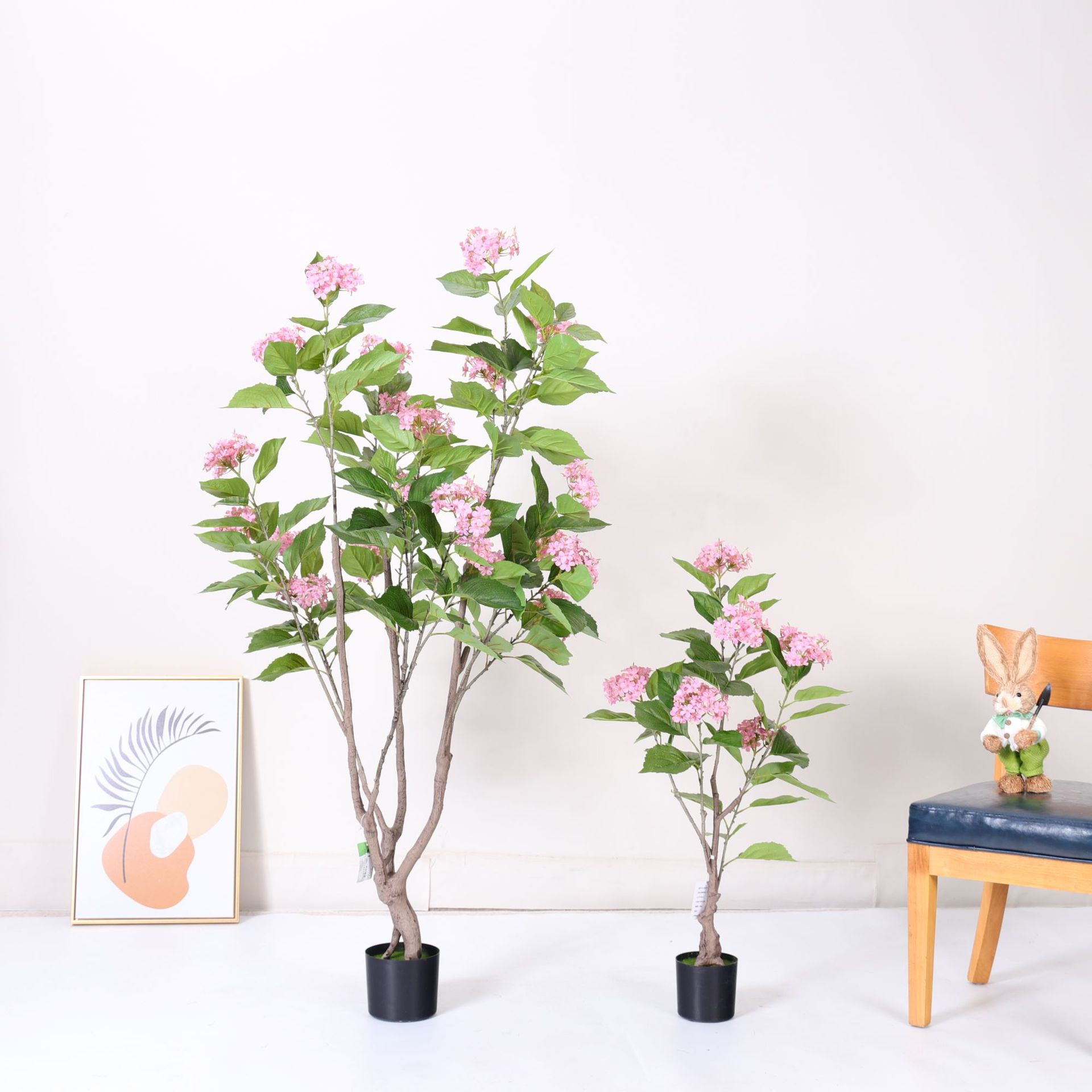 Simulación de plantas verdes, sensación avanzada, hortensias, árboles falsos, plantas en macetas, decoración de sala de estar de interior, plantas falsas, decoración del hogar de piso