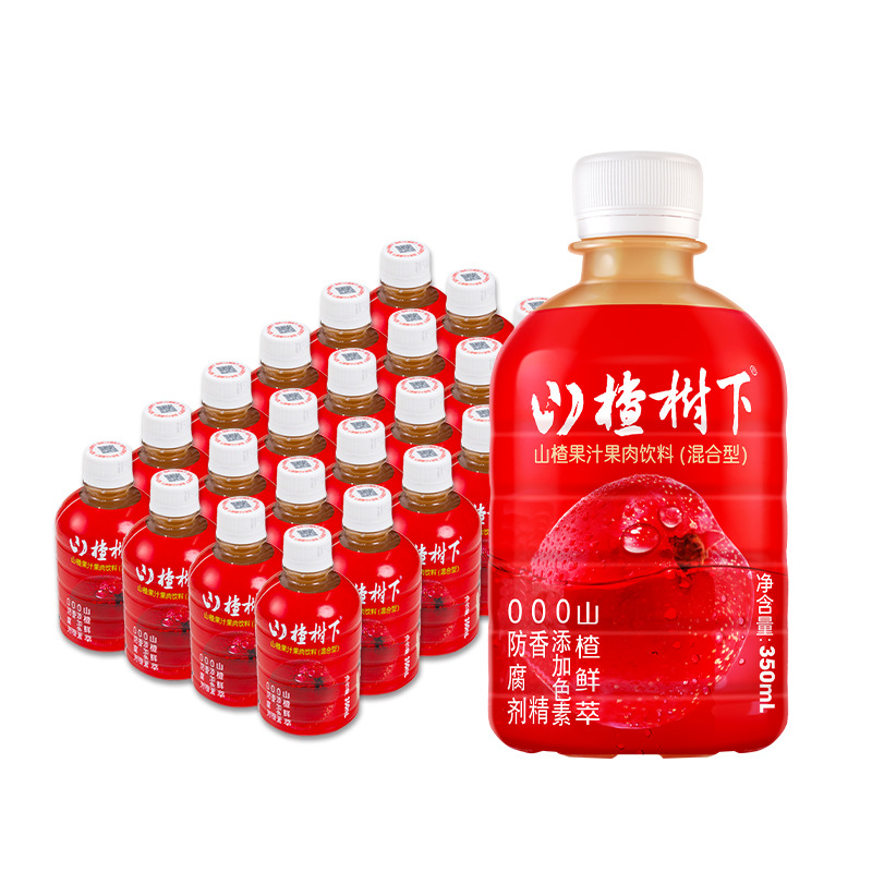 【关晓彤推荐】山楂树下山楂果汁果肉饮料350ml*6瓶*4提 山楂汁