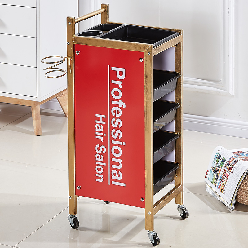 レトロ理髪カートヘアサロントロリーバーバー理髪店パーマ染料ツールカート美容トロリー