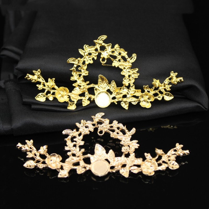 Alloy Jewelry Accessories Large Hair Crown Can Be Inlaid with Diamonds Ancient Style Hairpin Fan Accessories DIY Branch Jewelry Accessories Materials