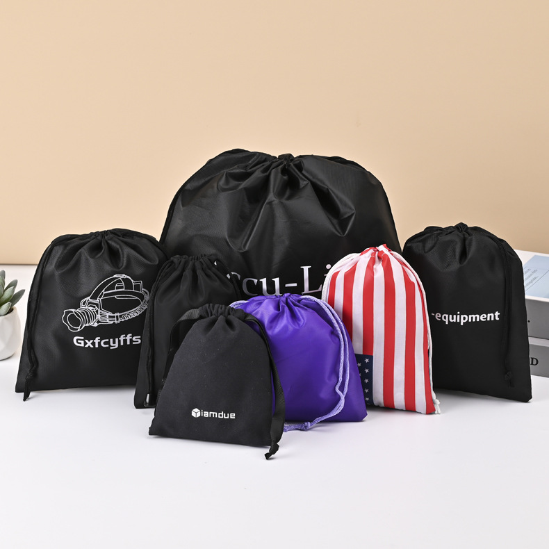 厂家定 制防水拉绳袋涤纶运动束口袋彩印尼龙收纳袋