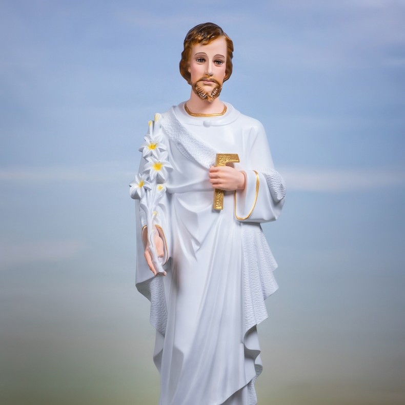 Estatua Decorativa de San José 140cm de Resina Pintado para Navidad, Iglesia y Hogar