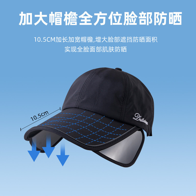 夏季防晒帽女加大加宽帽檐户外运动遮全脸空顶鸭舌帽扎马尾太阳帽|undefined