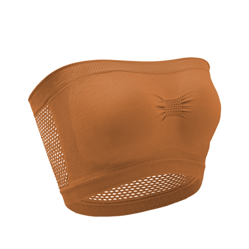 Transfronterizo europeo y americano con una sola palabra, top de tubo, chaleco transpirable de malla fina, ropa interior invisible sin costuras, comercio exterior, sin tirantes, pecho envuelto