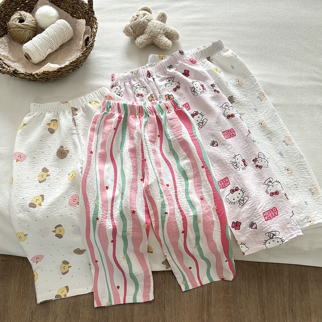 Summer thin mosquito repellent for boys girl's, cute casual trousers, loose straight fit, oversize