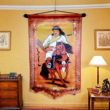 蒙古皮画装饰画成汗挂画轴蒙古包复古餐厅装饰画
