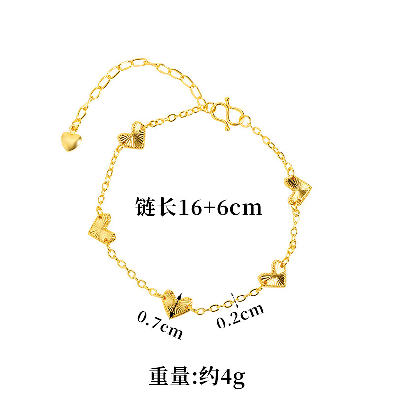 Nuevos productos vietnamitas pulseras de oro de arena coreana luz lujosa láser amor pulseras de moda mujer no se desvanecen joyas de mano al por mayor