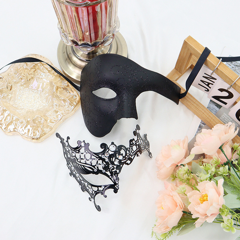 Carnaval Venecia espectáculo de baile de máscaras props hierro forjado máscaras de diamantes máscaras de metal medio cara roja