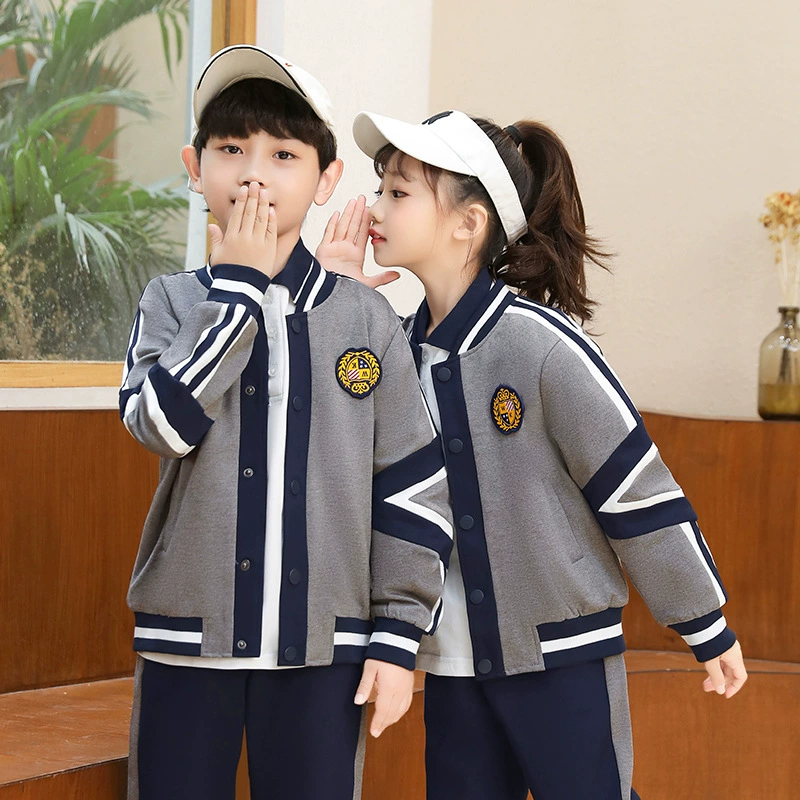 Британский Стиль бейсбольная форма школьная форма Костюм начальная школьная форма осень и зима новый Выпускной из четырех частей фото детский сад садовая форма