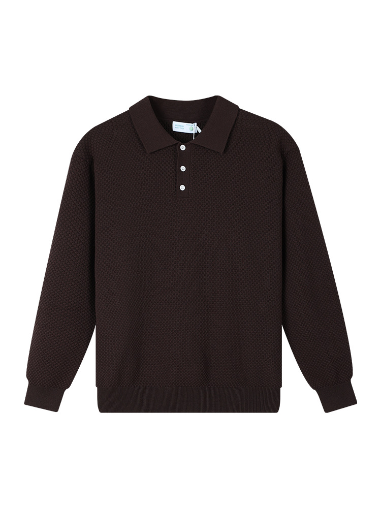 Otoño y invierno ropa de hombre nueva solapa algodón piña suéter para hombre base casual polo jersey suéter para hombre