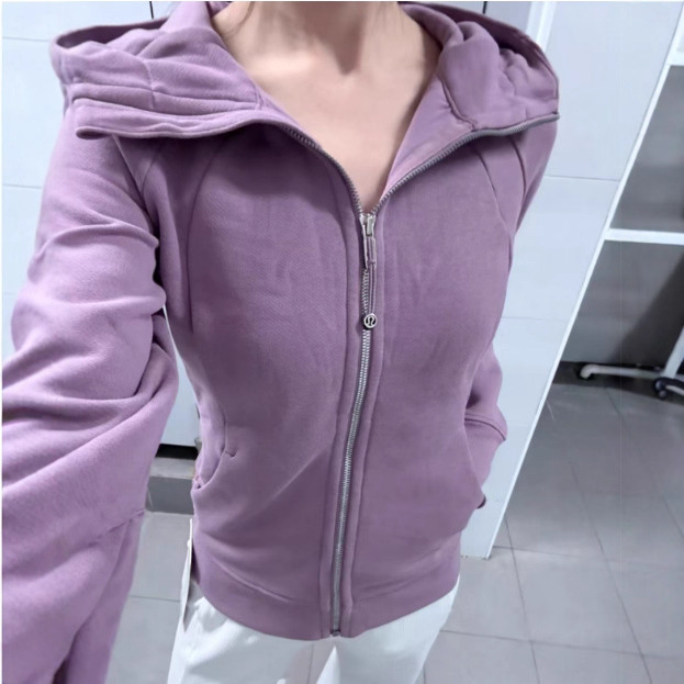 Factory Direct Delivery Lulu-Style Scuba Cardigan Slim-Fit Zip-Up Hoodie for Women, Fleece-Lined Casual Slim Yoga Sweatshirt