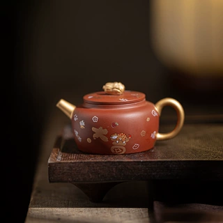 大吉大利紫砂百财壶家用陶瓷泡茶壶中式手绘功夫茶具可养正把茶壶