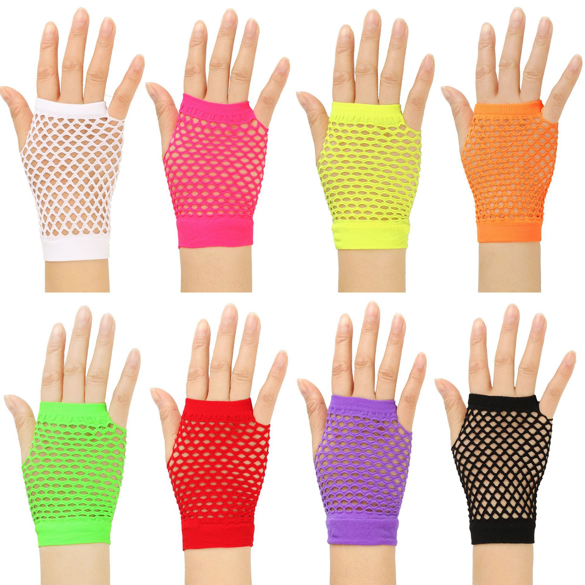Club nocturno Bungee guantes cortos de red de pesca de verano hueco malla elástica guantes de baile sexy damas guantes de medio dedo