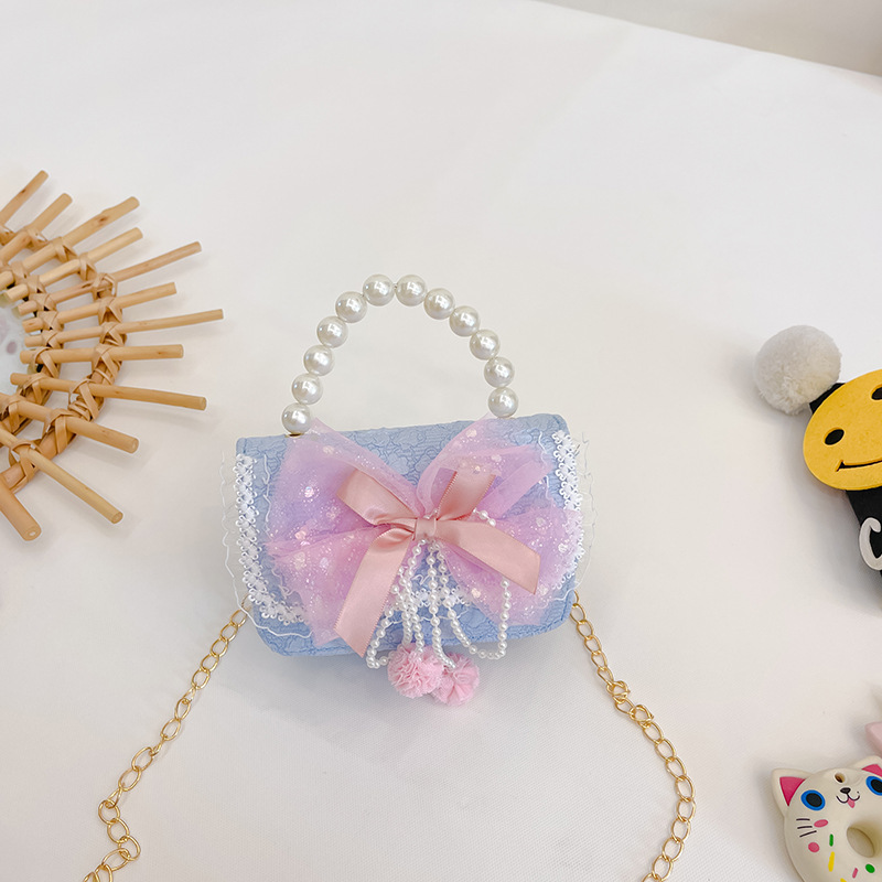 Nuevo arco niñas bolsa mensajero bolsa niños princesa Chanel estilo hombro bolsa bebé fuera moneda monedero bolsa