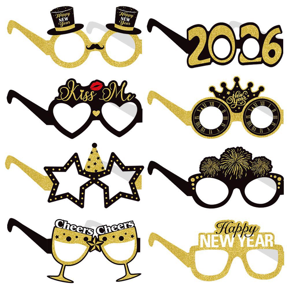 Gafas de decoración de fiesta de día de Año Nuevo europeo y americano decoración de Año Nuevo Feliz Año Nuevo gafas de papel
