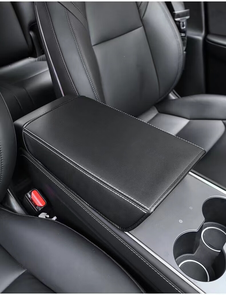 Suitable for Tesla model3/Y Armrest Box Pad Car Central Control Leather Armrest Gloves Fur Car Protective Pad