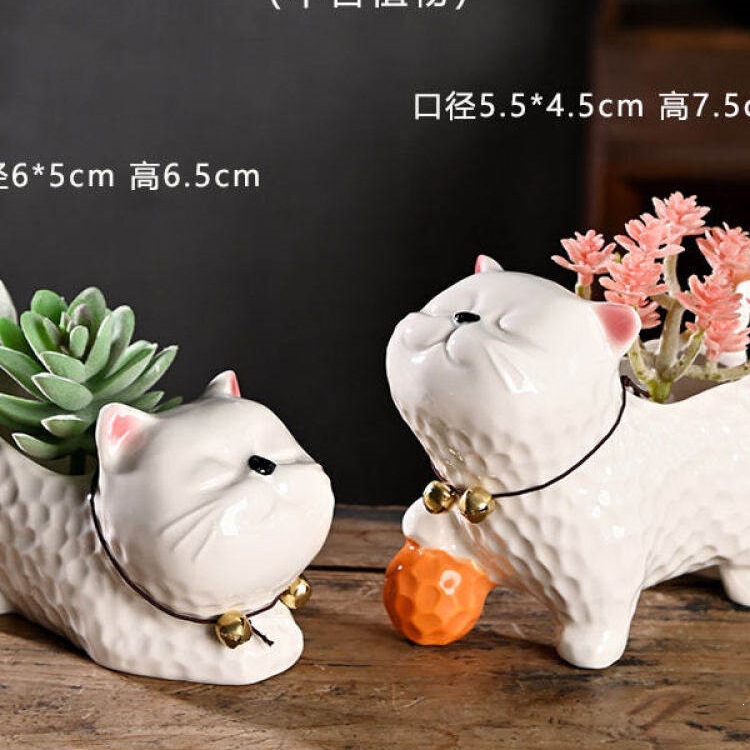 White Kitten Creative Animal Succulent Flower Pot Ceramic Home-Use Breathable Terracotta Coarse Pottery Pot Special Clearance Sale White Kitten Creative Animal Succulent Flower Pot Ceramic Home-Use Breathable Terracotta Coarse Pottery Pot Special Clearance Sale