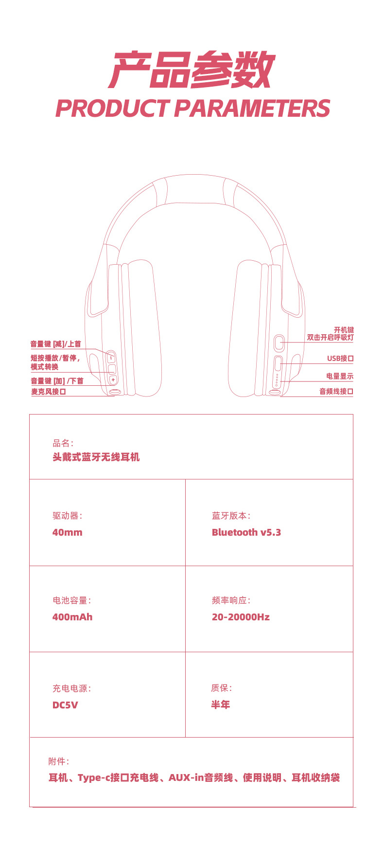 2026国潮风无线蓝牙耳机头戴式电竞游戏音效耳麦电脑运动跨境新款