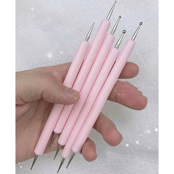 Double-head dual-use point drill point ball pen 5 points round pen wave point pen point flower needle embossing pen nail art tools wholesale