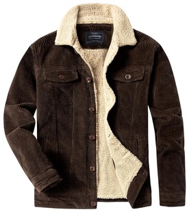 European and American Cross-border Male Youth Multi-bag Winter Loose Retro Cotton fleece-lined Corduroy Jacket Foreign Trade Warm Cotton Clothes