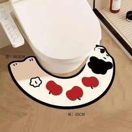 卡通长条猫狗地垫家用卫生间马桶U型地垫硅藻泥耐脏易打理批发