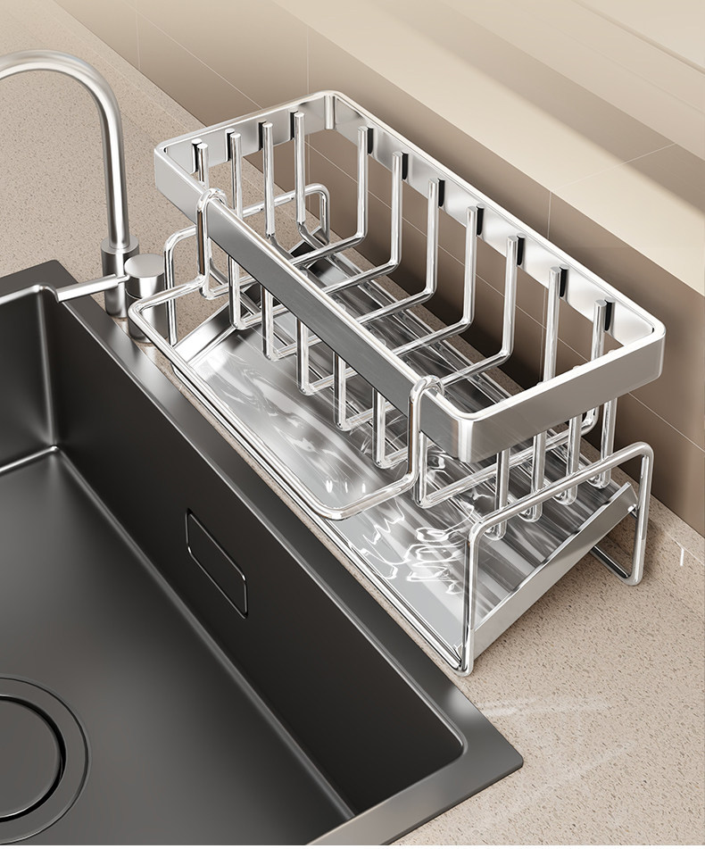 Organizzatore per rubinetto creativo senza foratura, scolapiatti, soluzione salvaspazio per il piano di lavoro della cucina._voghion.com