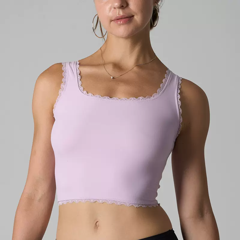 Lace Tank 卡戴家蕾丝性感无袖吊带双层低领高弹经典家居运动背心