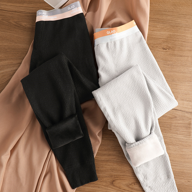 男士保暖打底棉裤时尚舒适纯色透气紧身衬裤加绒加厚内搭青年秋裤