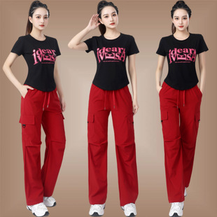 Square Dance Clothing New Printed Tops Quick-Drying Overalls Women's Dance Sportswear Shuffle Dance Fashion Suit