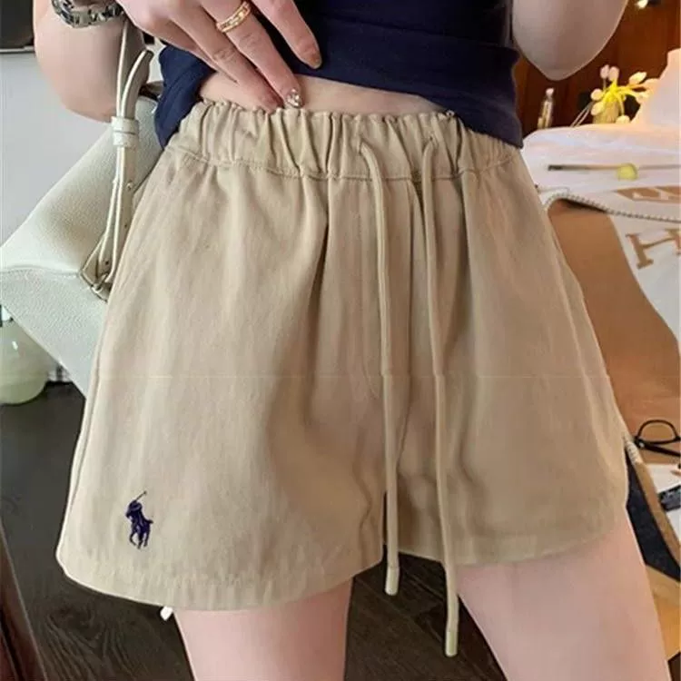 Свободные шорты А-силуэта для женщин летом, миниатюрные спортивные повседневные льняные широкие брюки из чистого хлопка с высокой талией, юбка-брюки для верхней одежды.