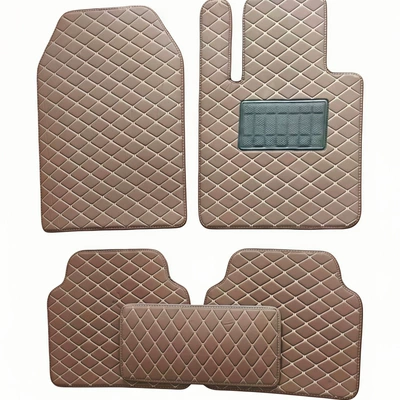 Right-hand drive universal car floor mats, Universal Foot Pad - brown-right-hand-drive-five-piece-set