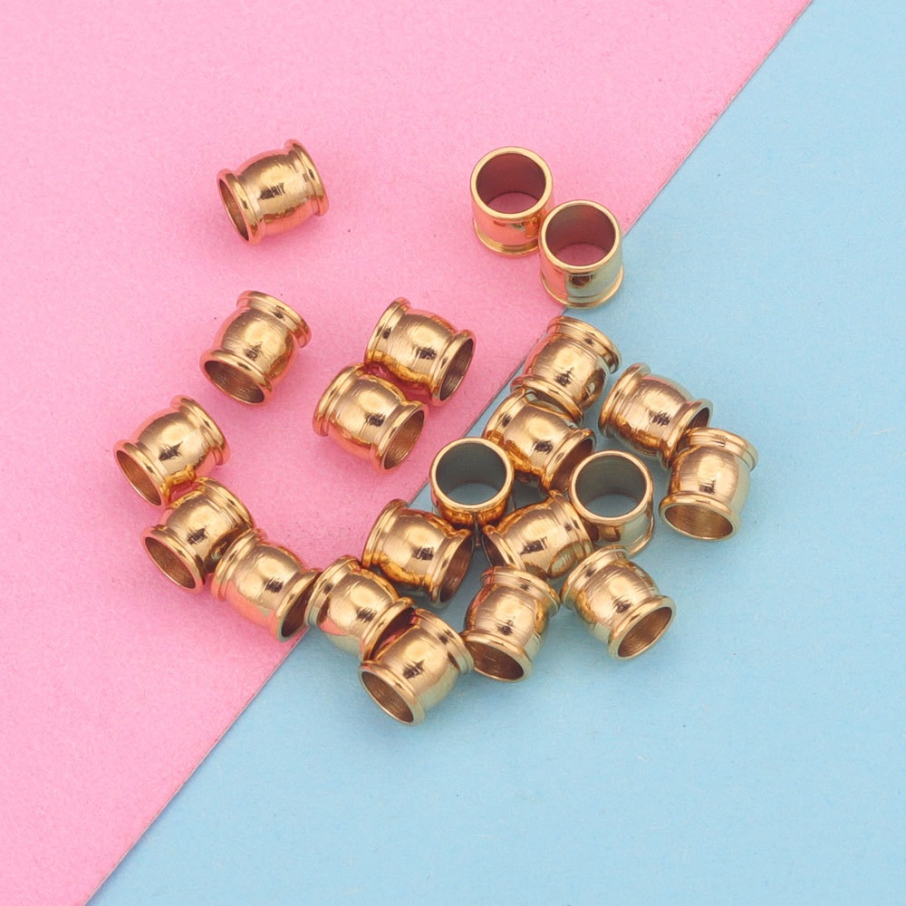 Tambor de acero inoxidable del grano de la perforación del grano a través del agujero con cuentas de la bola de acero DIY vacío plateado accesorios de joyería hechos a mano