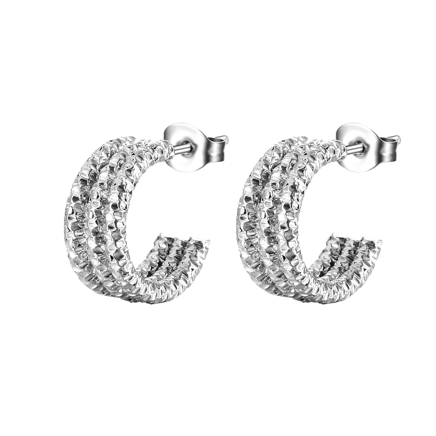 Daily Occasion 201 Stainless Steel Material PVD Coated 18K Gold Real Gold Plated C Shape 201 Stainless Steel Fashion Waterproof Non Tarnish Ear Studs